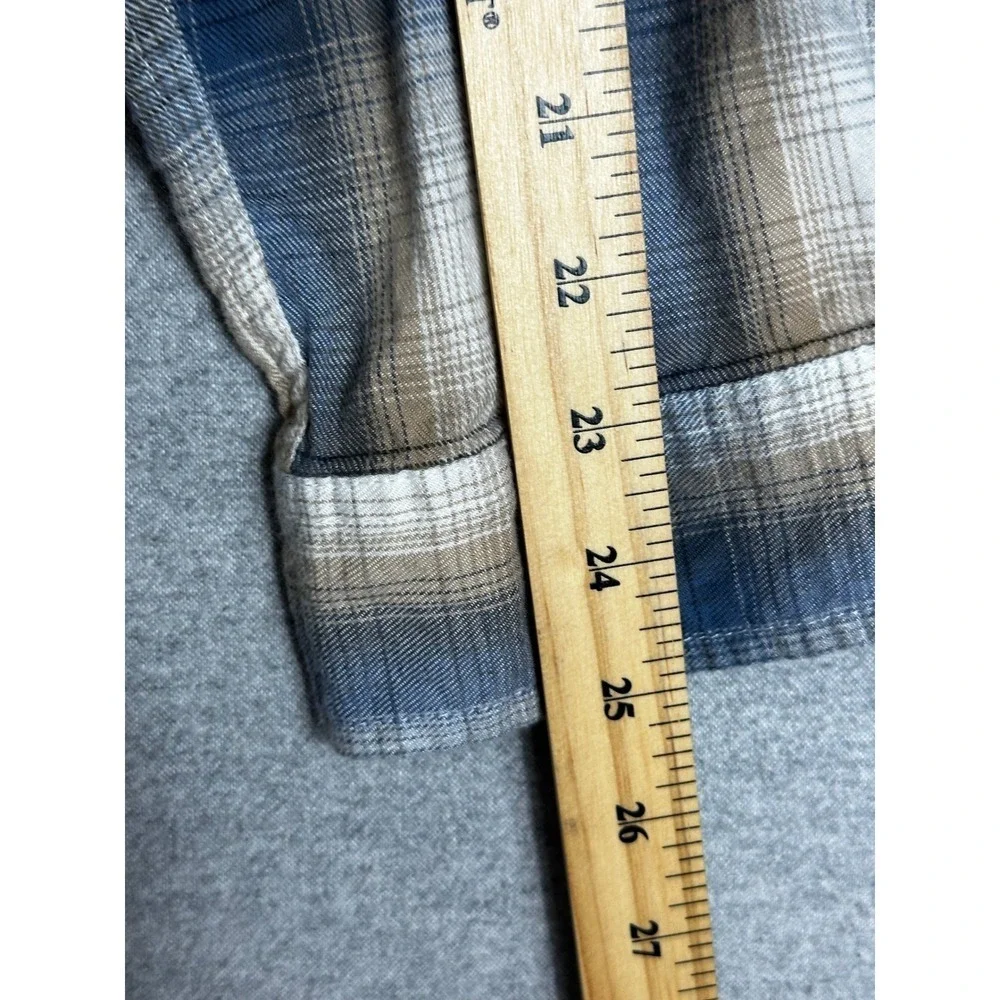 Ben Sherman Mens XXL Blue Tan Plaid Long Sleeve Button Down‎ Flannel Shirt
